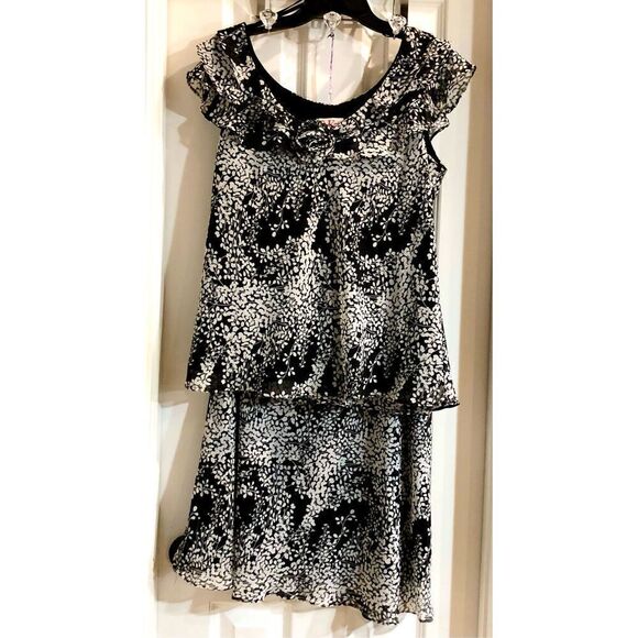 R&K ORIGINALS - 🎉HP🎉 EUC - L Sz 12 2-Piece Dress/Flutter-Sleeves & Boat-Neck - Picture 1 of 16